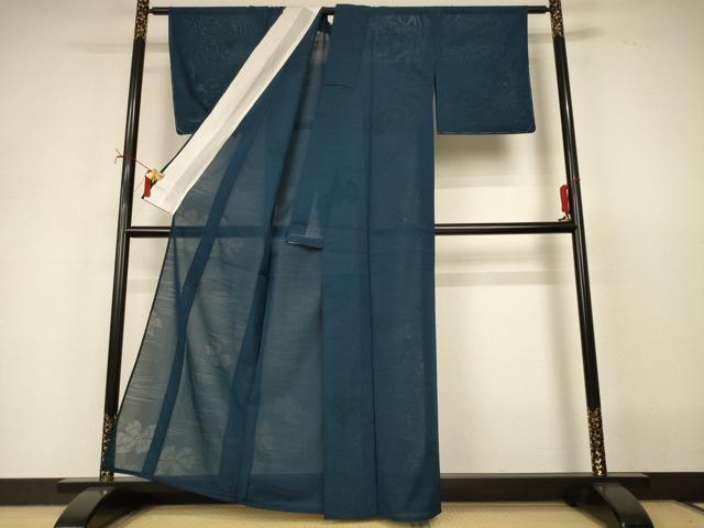 平和屋着物＊夏物　色無地　芝花紋紗　褐返色　正絹　逸品　AABI9927jd