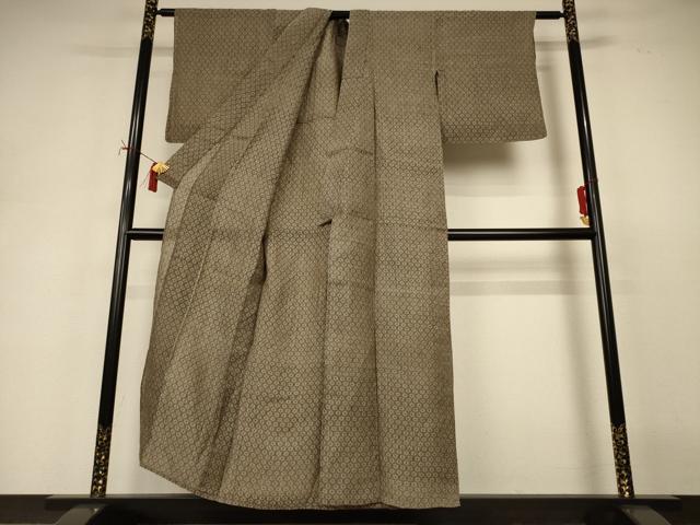 平和屋着物＊夏物　小千谷ちぢみ　幾何学文様　麻　逸品　AABI9928jd