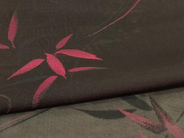 平和屋着物＊夏物　小紋　紗　流水笹竹文　黒地　正絹　逸品　AABI9930jd