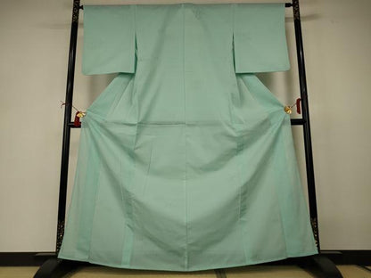 平和屋着物＊夏物　色無地　琉球絣紋紗　錆青磁色　正絹　逸品　AABI9938jd