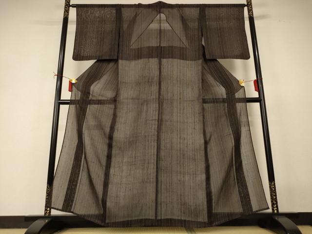 平和屋着物＊夏物　絹芭蕉　縞　正絹　逸品　AABI9940jd