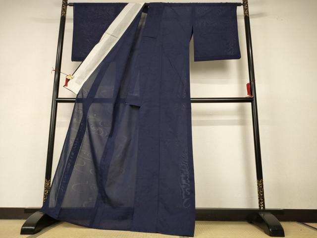 平和屋着物＊夏物　色無地　流水紋紗　褐返色　正絹　逸品　AABI9943jd