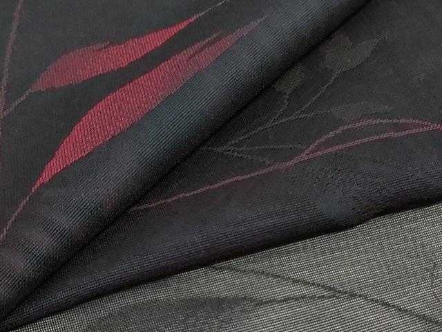 平和屋着物＊夏物　小紋　紗　枝葉文　正絹　逸品　AABI9945jd