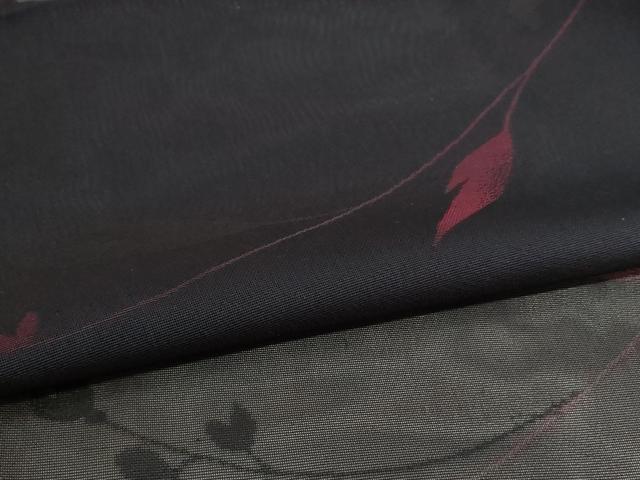 平和屋着物＊夏物　小紋　紗　枝葉文　正絹　逸品　AABI9945jd