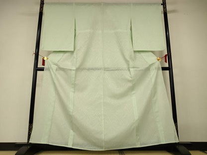 平和屋着物＊夏物　色無地　草葉紋紗　夏虫色　正絹　逸品　AABI9948jd