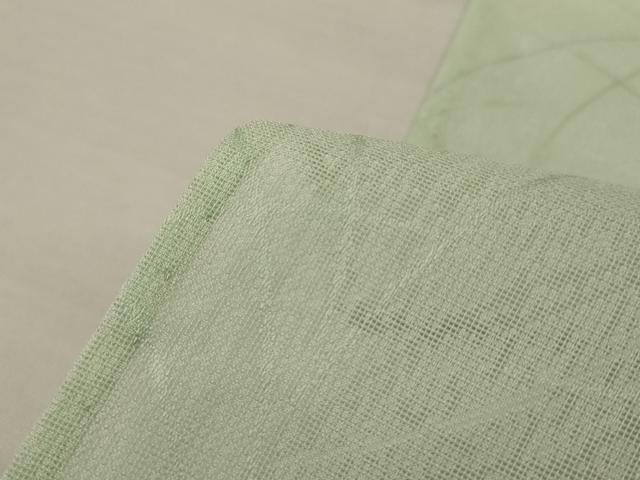 平和屋着物＊夏物　色無地　草葉紋紗　夏虫色　正絹　逸品　AABI9948jd