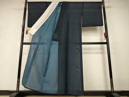 平和屋着物＊夏物　小紋　紗　霞文　正絹　逸品　AABI9952jd