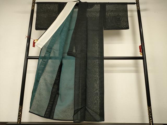 平和屋着物＊夏物　小紋　紗　流水笹文　正絹　逸品　AABI9953jd