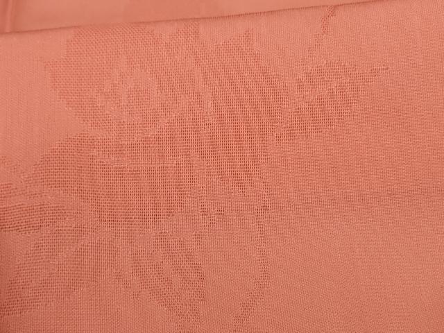 平和屋着物＊夏物　色無地　草花紋紗　曙色　正絹　逸品　AABI9956jd