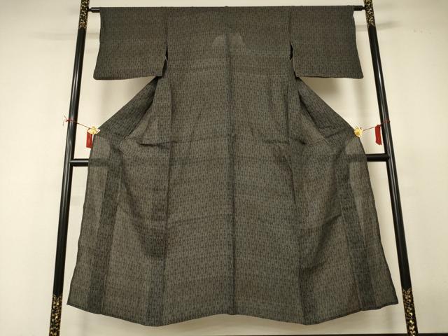 平和屋着物＊夏物　石川県指定無形文化財　能登上布　本麻手織上布　幾何学文様　麻　逸品　AABI9958jd