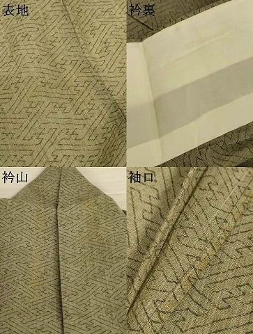 平和屋着物＊夏物　小紋　紗　紗綾形文　AABI9966jd