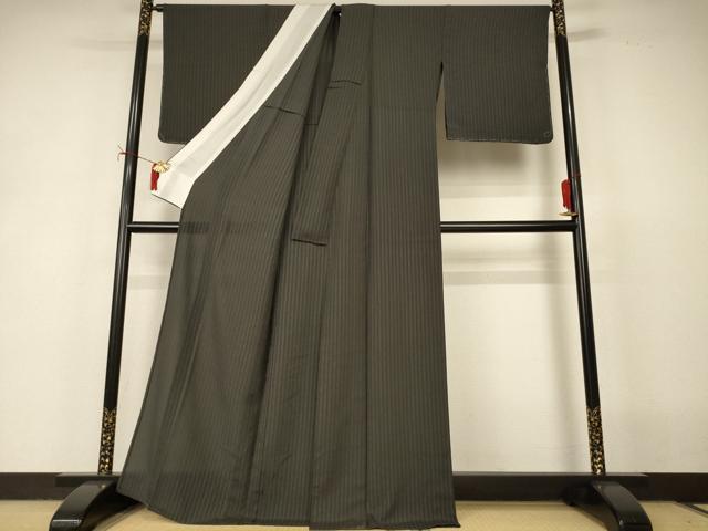 平和屋着物＊夏物　お召　紗　縞　正絹　逸品　未使用　AABI9969jd