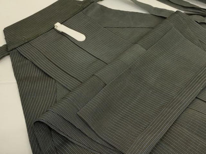 平和屋着物＊夏物　男性　行灯袴　縦絽　縞　正絹　逸品　AABI9970jd