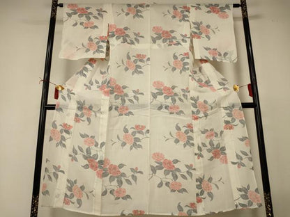 平和屋着物＊夏物　小千谷ちぢみ　草花文　麻　逸品　AABI9973jd