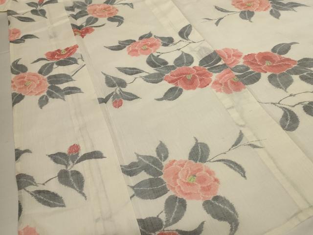 平和屋着物＊夏物　小千谷ちぢみ　草花文　麻　逸品　AABI9973jd