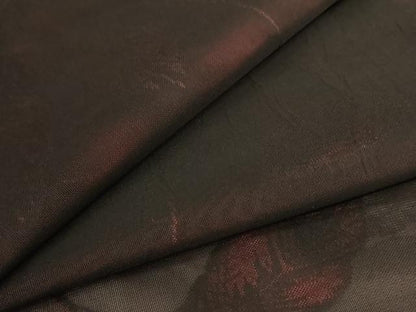 平和屋着物＊夏物　小紋　紗　舞葉文　黒地　正絹　逸品　AABI9987jd