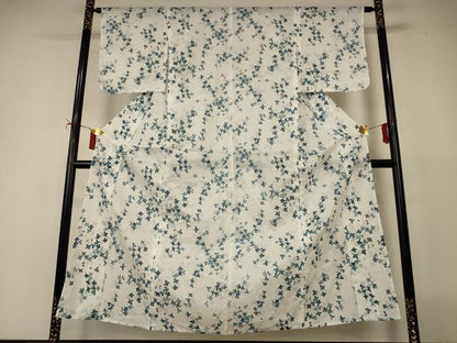 平和屋着物＊夏物　小紋　紗　枝花文　洗える着物　AABI9990jd