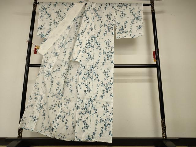 平和屋着物＊夏物　小紋　紗　枝花文　洗える着物　AABI9990jd