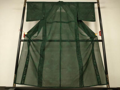 平和屋着物＊夏物　小紋　幾何学紋紗　霞文　正絹　逸品　AABI9993jd
