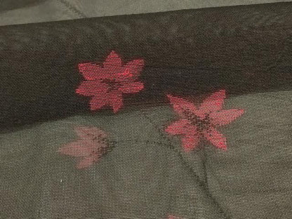 平和屋着物＊夏物　小紋　紗　舞花文　黒地　正絹　逸品　AABI9994jd