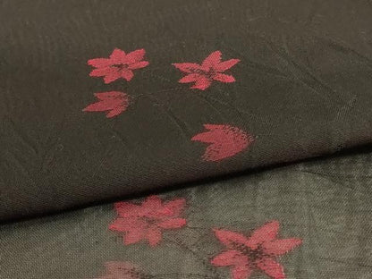 平和屋着物＊夏物　小紋　紗　舞花文　黒地　正絹　逸品　AABI9994jd