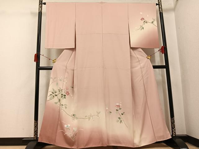平和屋着物●訪問着 友禅 枝花文 暈し染め 正絹 逸品 AABJ0001ph
