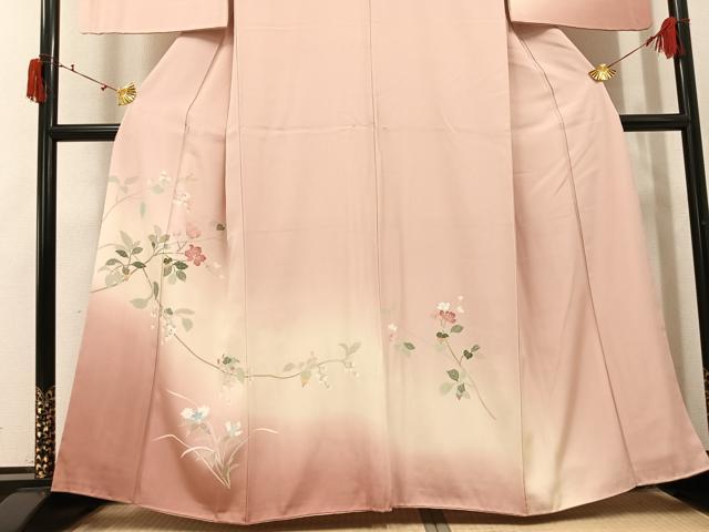 平和屋着物●訪問着 友禅 枝花文 暈し染め 正絹 逸品 AABJ0001ph