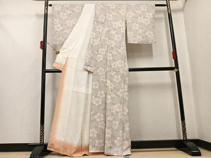 平和屋着物●お召 120亀甲 草花文 正絹 逸品 未使用 AABJ0005ph
