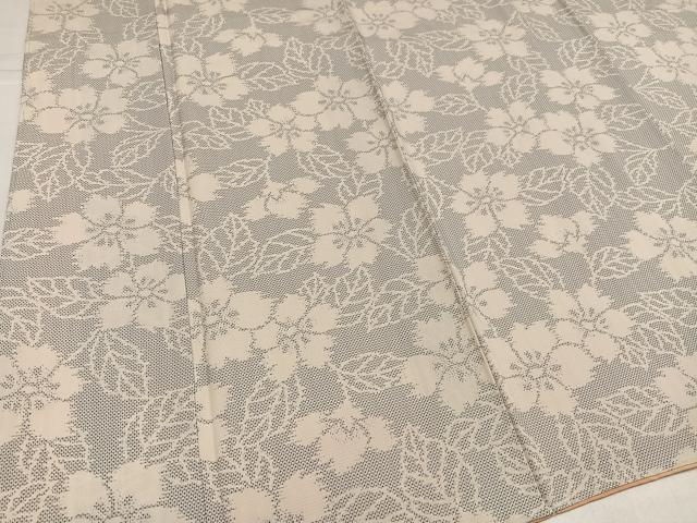 平和屋着物●お召 120亀甲 草花文 正絹 逸品 未使用 AABJ0005ph