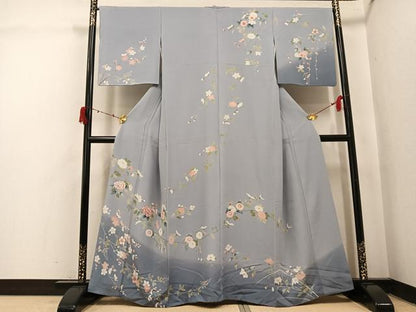 平和屋着物●訪問着 友禅 枝花文 暈し染め 正絹 逸品 AABJ0008ph