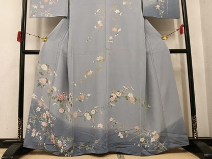 平和屋着物●訪問着 友禅 枝花文 暈し染め 正絹 逸品 AABJ0008ph