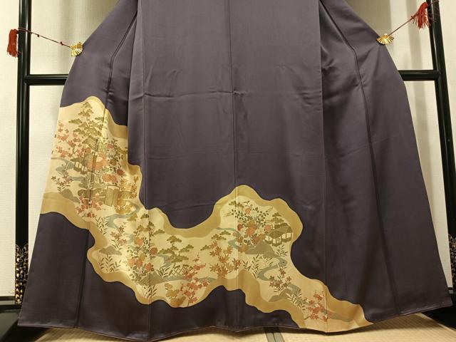 平和屋着物●訪問着 松竹梅風景文 金彩 正絹 逸品 AABJ0009ph