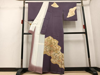平和屋着物●訪問着 松竹梅風景文 金彩 正絹 逸品 AABJ0009ph