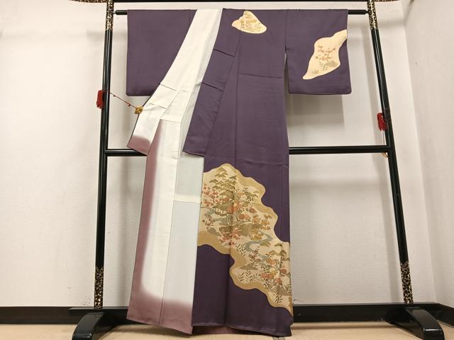 平和屋着物●訪問着 松竹梅風景文 金彩 正絹 逸品 AABJ0009ph
