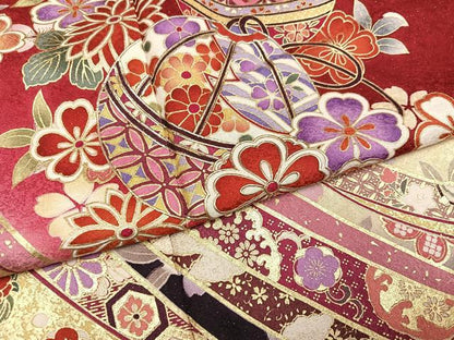平和屋着物●豪華振袖 花毬文 暈し染め 金彩 金通し地 ロング丈 正絹 逸品 AABJ0011ph