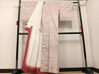 平和屋着物●紅花紬 米沢 霞文 鈴乃屋扱い 正絹 逸品 未使用 AABJ0013ph