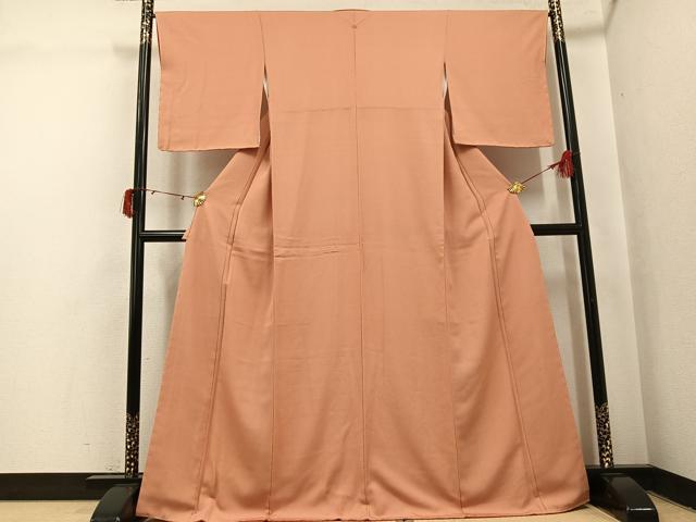 平和屋着物●江戸小紋 万筋 丹色×小麦色 正絹 逸品 未使用 AABJ0014ph