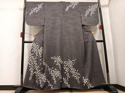平和屋着物●訪問着 駒刺繍 絞り 枝花文 金彩 小田急百貨店扱い 正絹 逸品 AABJ0017ph