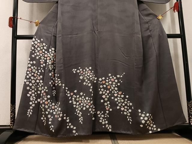 平和屋着物●訪問着 駒刺繍 絞り 枝花文 金彩 小田急百貨店扱い 正絹 逸品 AABJ0017ph