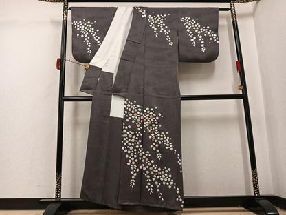 平和屋着物●訪問着 駒刺繍 絞り 枝花文 金彩 小田急百貨店扱い 正絹 逸品 AABJ0017ph