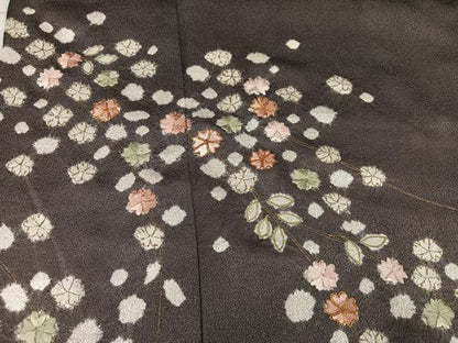 平和屋着物●訪問着 駒刺繍 絞り 枝花文 金彩 小田急百貨店扱い 正絹 逸品 AABJ0017ph