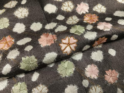 平和屋着物●訪問着 駒刺繍 絞り 枝花文 金彩 小田急百貨店扱い 正絹 逸品 AABJ0017ph