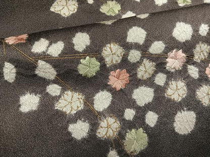平和屋着物●訪問着 駒刺繍 絞り 枝花文 金彩 小田急百貨店扱い 正絹 逸品 AABJ0017ph