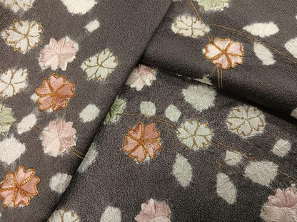 平和屋着物●訪問着 駒刺繍 絞り 枝花文 金彩 小田急百貨店扱い 正絹 逸品 AABJ0017ph