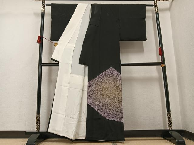 平和屋着物●豪華黒留袖 刺繍 舞花文 正絹 逸品 AABJ0018ph