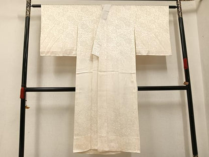平和屋着物●長襦袢 無双仕立て 花地紋 練色 正絹 逸品 未使用 AABJ0022ph