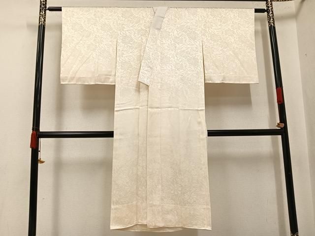 平和屋着物●長襦袢 無双仕立て 花地紋 練色 正絹 逸品 未使用 AABJ0022ph