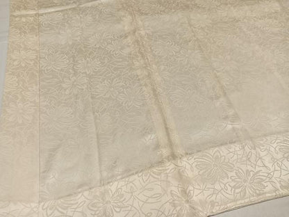 平和屋着物●長襦袢 無双仕立て 花地紋 練色 正絹 逸品 未使用 AABJ0022ph