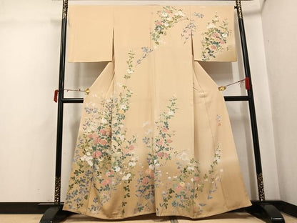 平和屋着物●訪問着 友禅 作家物 粋峰 枝花文 暈し染め さが美扱い 正絹 逸品 AABJ0023ph
