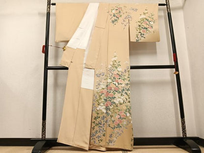 平和屋着物●訪問着 友禅 作家物 粋峰 枝花文 暈し染め さが美扱い 正絹 逸品 AABJ0023ph